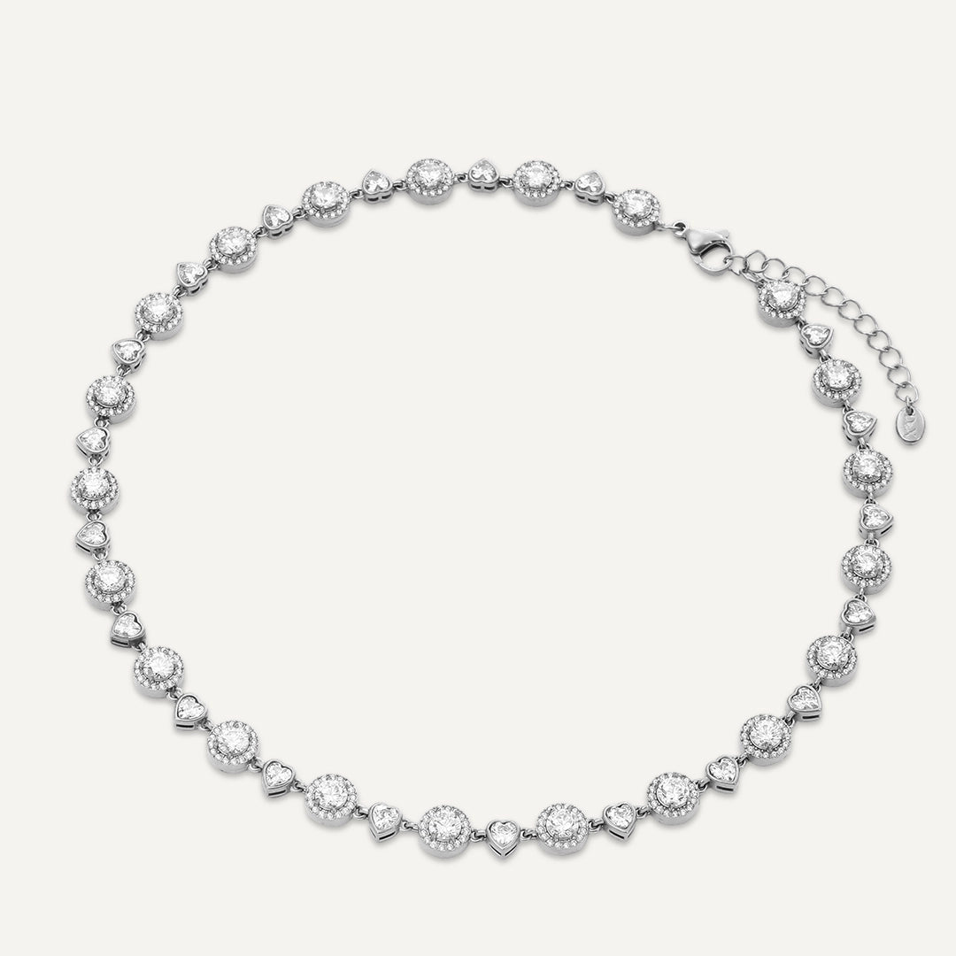 Vibes | Crystal Heart Necklace | White Gold-Plated