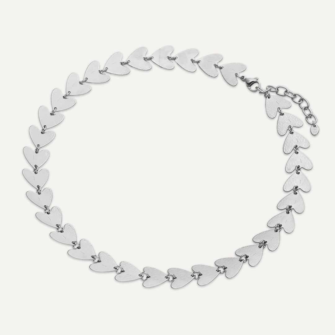 Vibes | Heart Link Necklace | White Gold-Plated