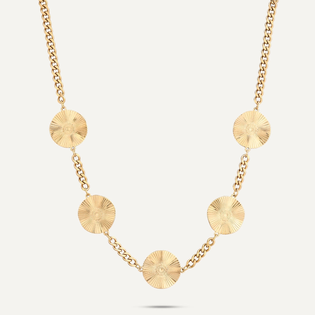Vibes | Sunburst Disc Necklace | 18K Gold-Plated