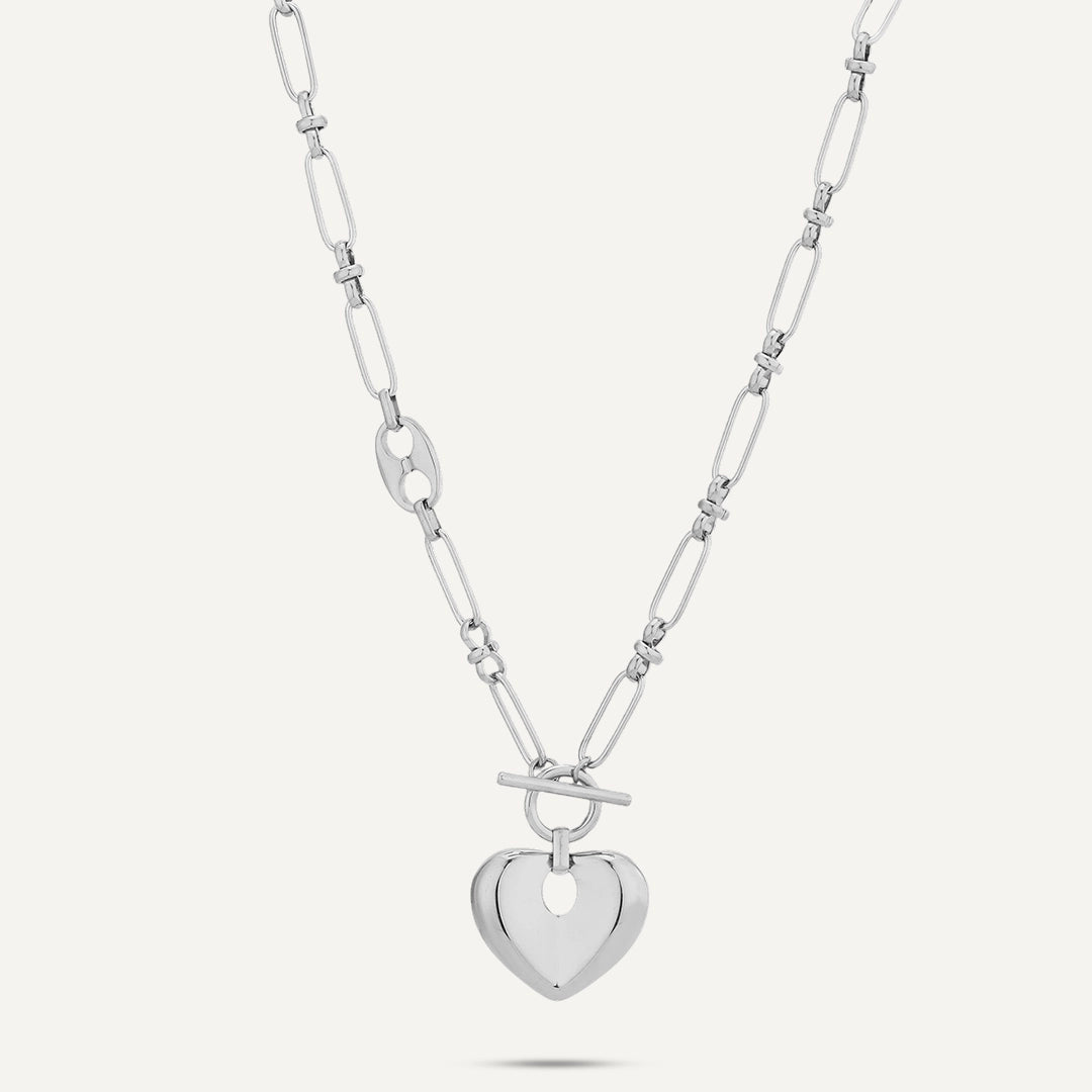 Vibes | Heart Toggle Necklace | White Gold-Plated