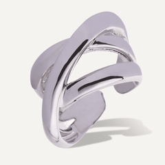 Zaha Abstract Interlocking Open Band Ring in Silver - D&X Retail