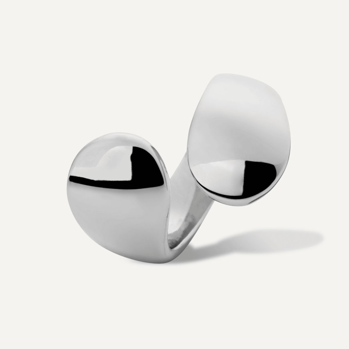 Zaha Abstract Bypass Open Band Ring In Silver - D&X Retail