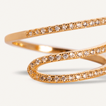 Detailed view of Kylie Gold Cubic Zirconia Delicate Curve Ring In Gold