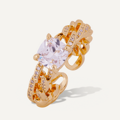 Kylie Abstract Cubic Zirconia Open Ring In Gold - D&X Retail