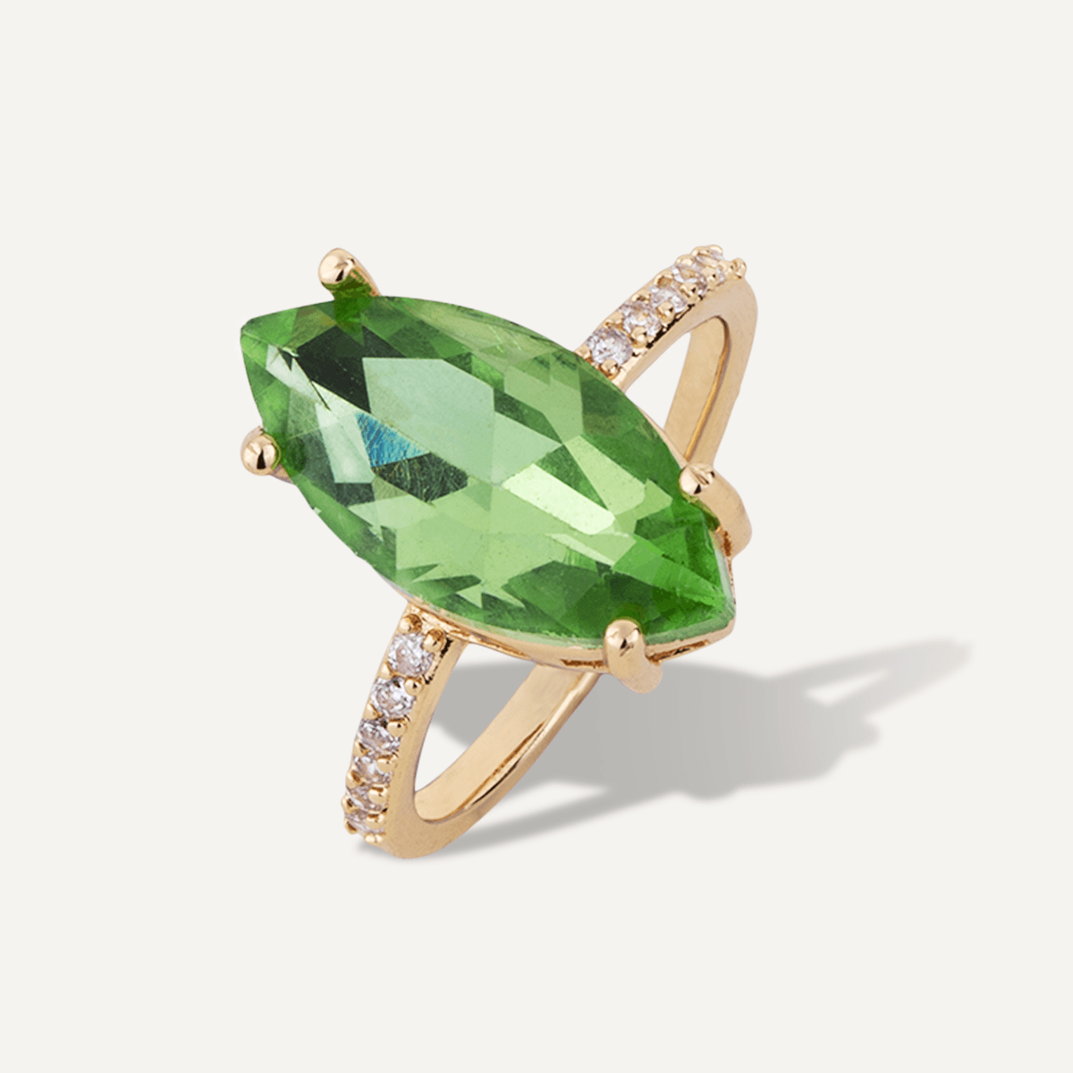 Green Crystal Gold Ring - D&X Retail