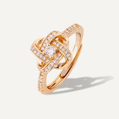 Knotted Cubic Zirconia Gold Ring - D&X Retail