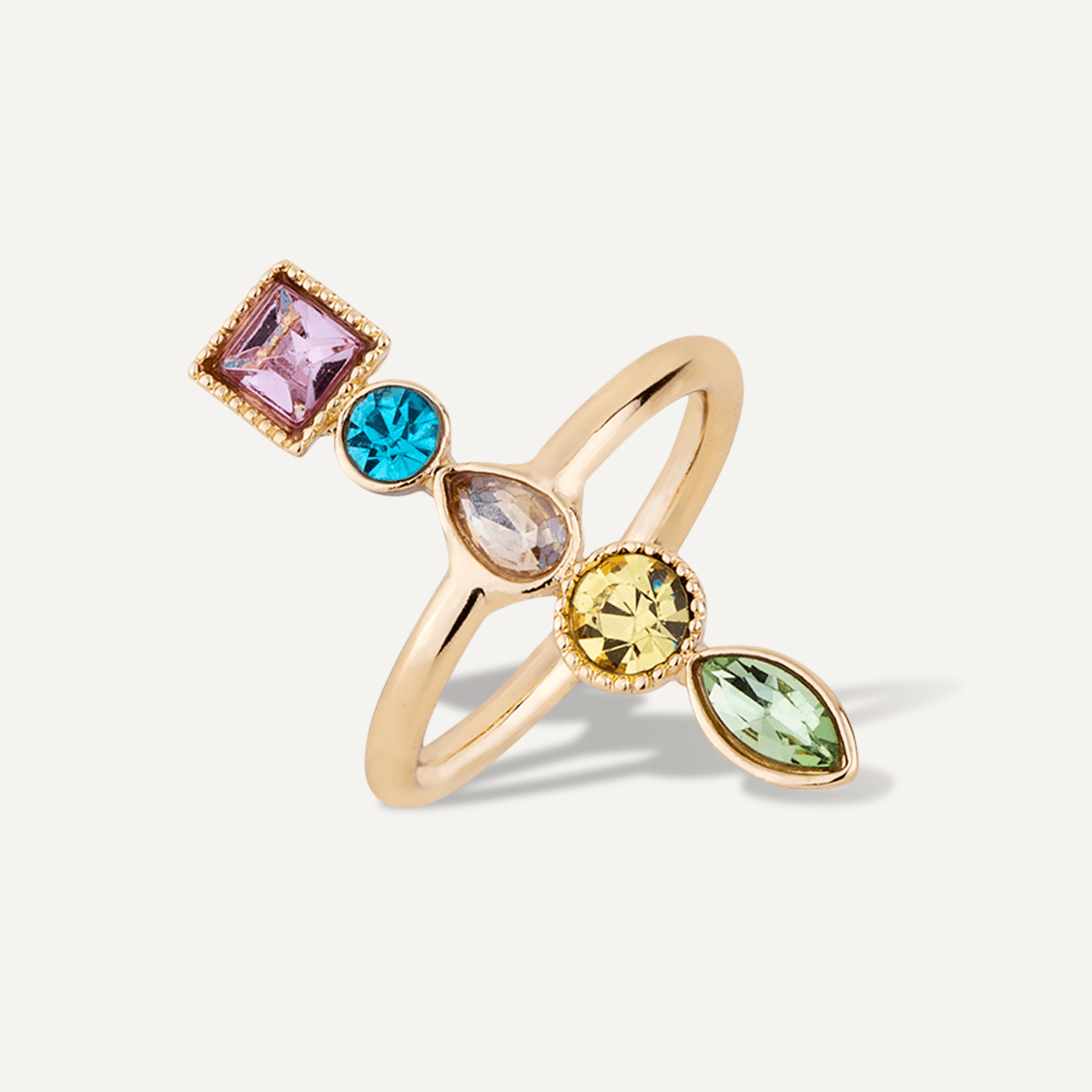 Multi-Coloured Gem Ring - Gold - D&X Retail