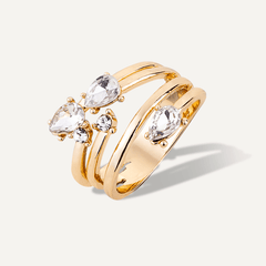 Multi-Band Crystal Ring In Gold - D&X Retail