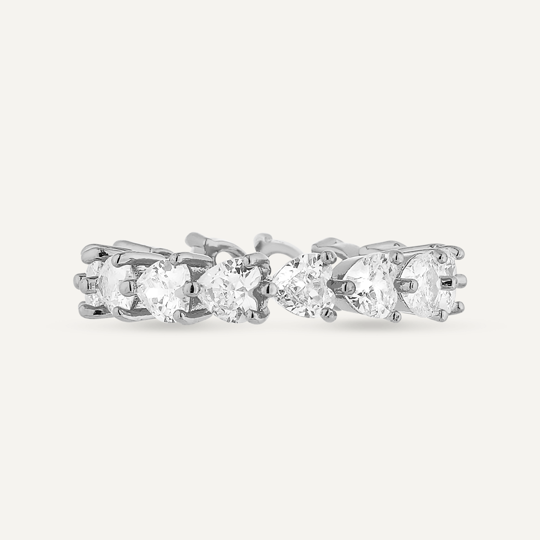 Kylie Heart Cubic Zirconia Open Ring In Silver-Tone