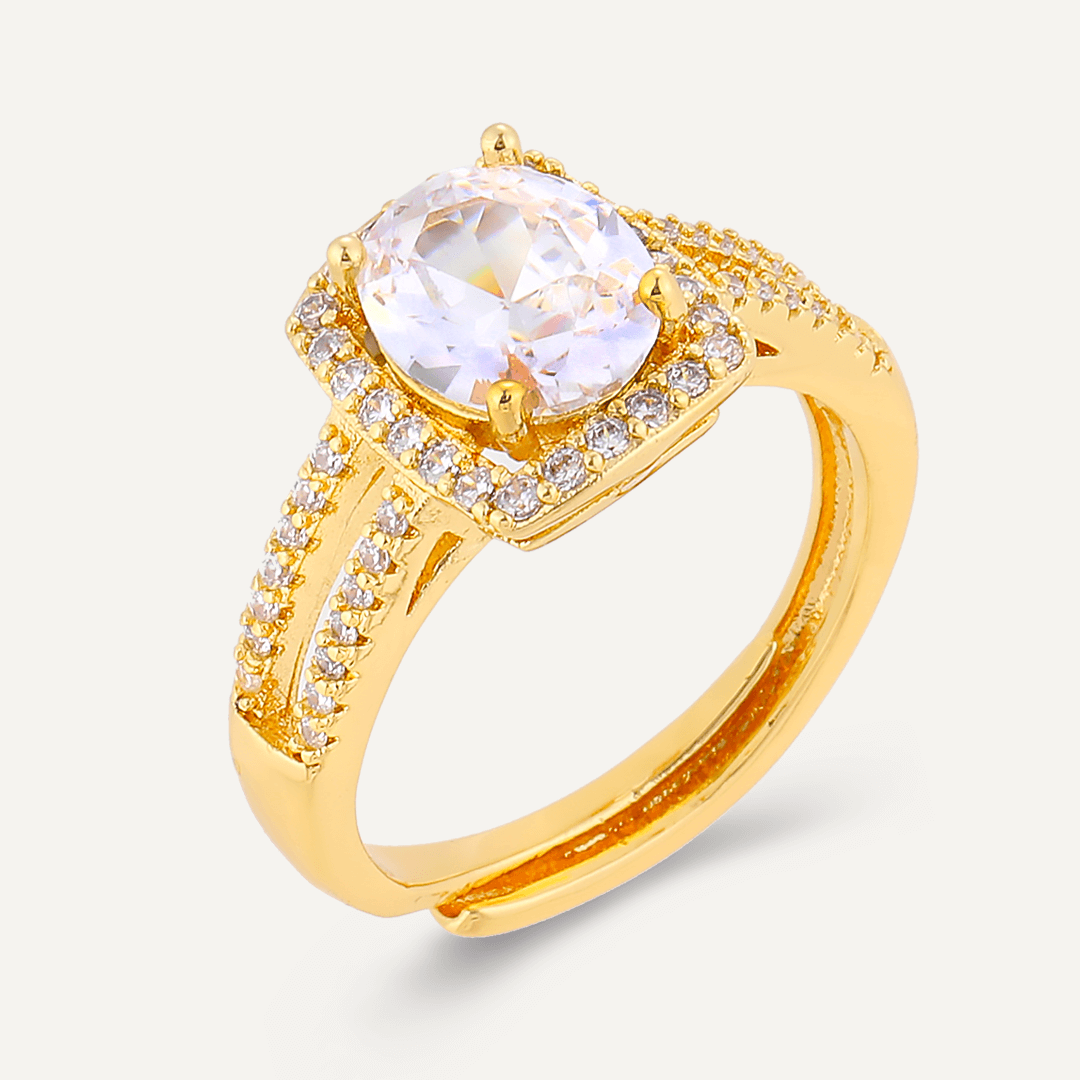 Elizabeth Cubic Zirconia Adjustable Ring In Gold-Tone