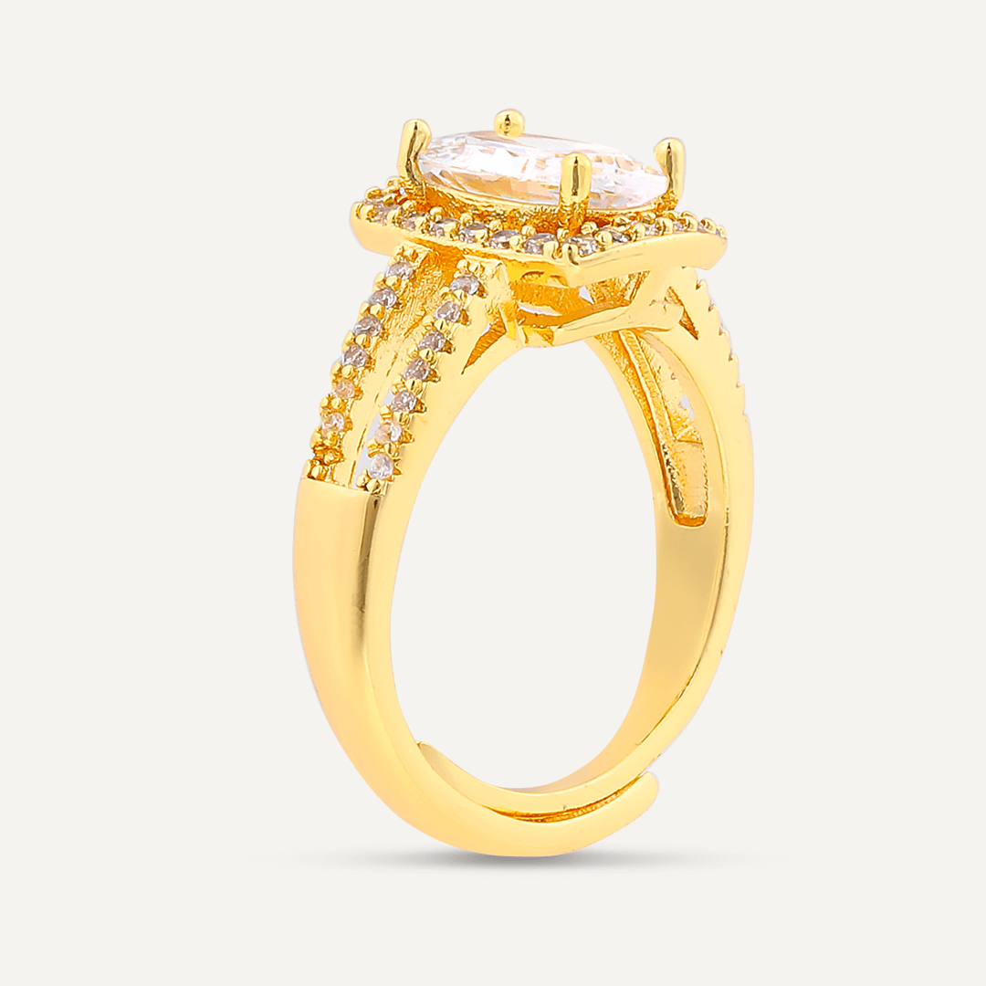 Elizabeth Cubic Zirconia Adjustable Ring In Gold-Tone