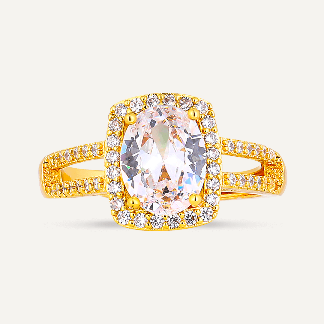 Elizabeth Cubic Zirconia Adjustable Ring In Gold-Tone