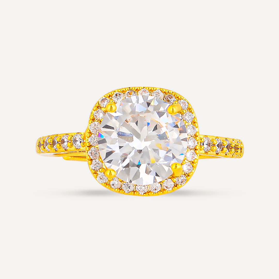 Elizabeth Cubic Zirconia Adjustable Classic Ring In Gold-Tone