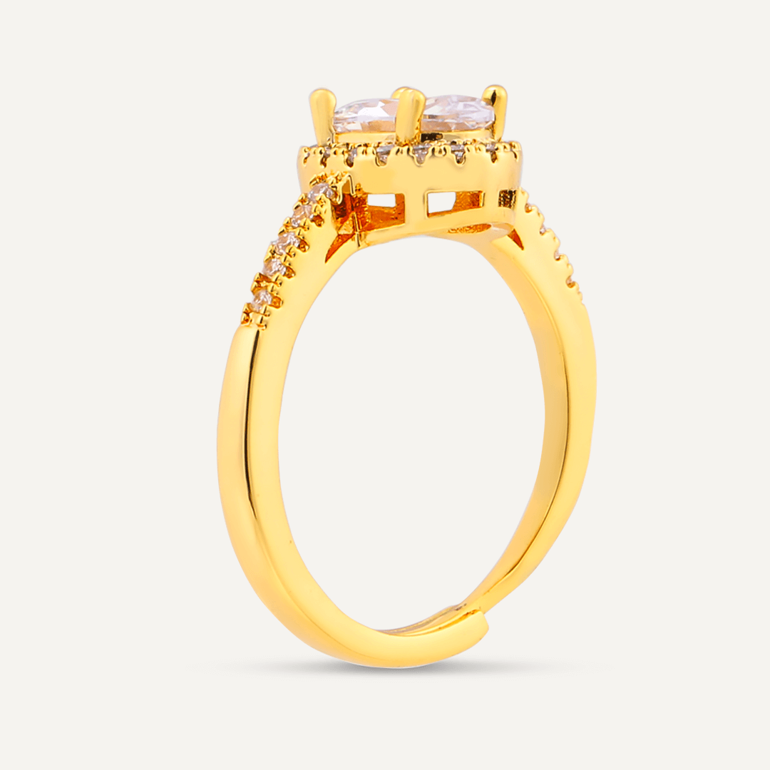 Elizabeth Circular Cubic Zirconia Adjustable Ring In Gold-Tone