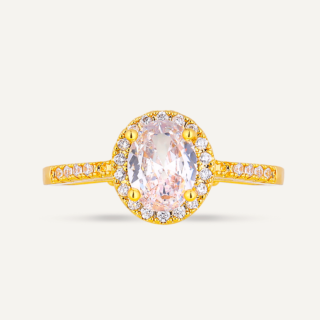 Elizabeth Circular Cubic Zirconia Adjustable Ring In Gold-Tone