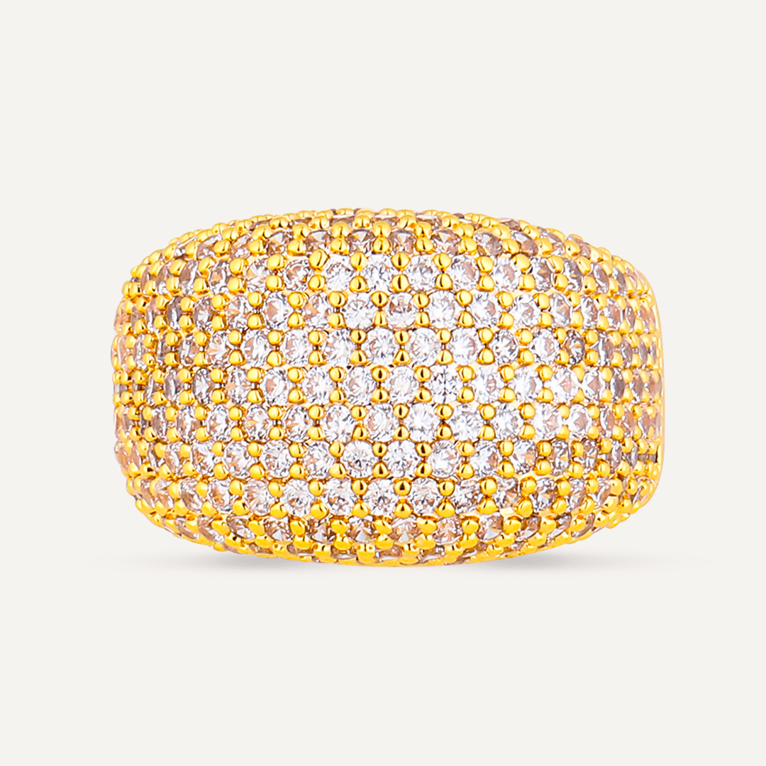 Elizabeth Contemporary Cubic Zirconia Adjustable Ring In Gold-Tone