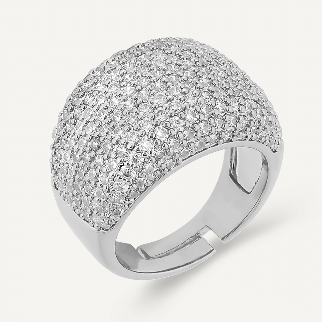 Elizabeth Contemporary Cubic Zirconia Adjustable Ring In Silver-Tone