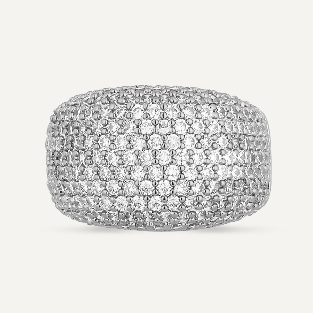 Elizabeth Contemporary Cubic Zirconia Adjustable Ring In Silver-Tone