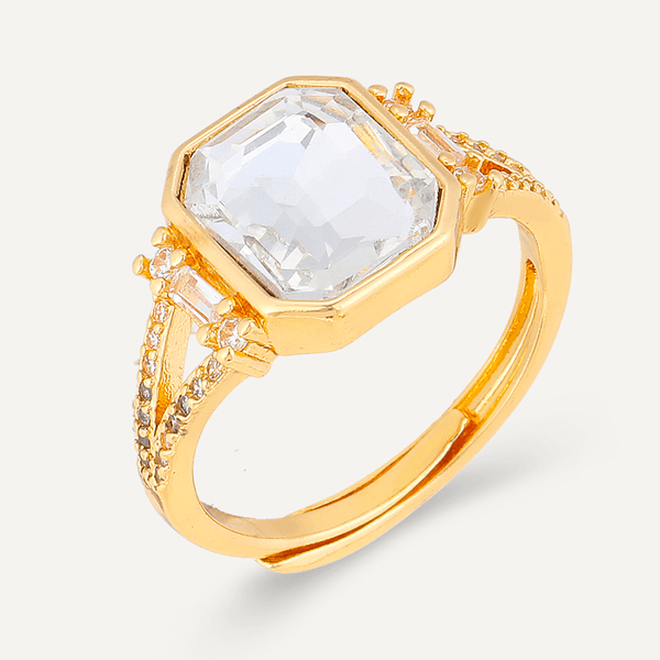 アクセサリー GDC diamond memory ring zirconia gold Elizabeth Classic Cubic Zirconia Adjustable Ring In Gold-Tone