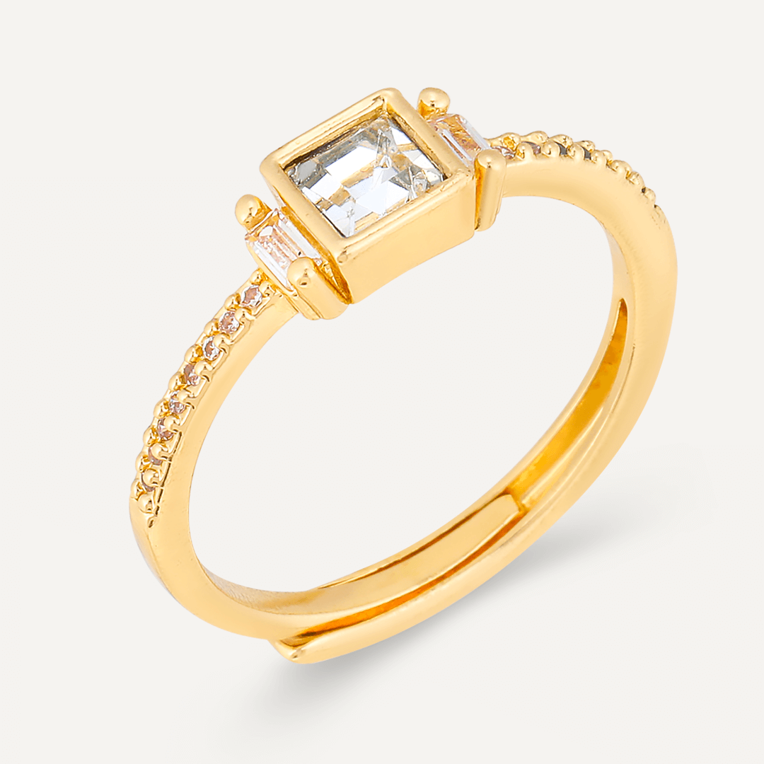 Kylie Crystal Adjustable Classic Ring In Gold-Tone