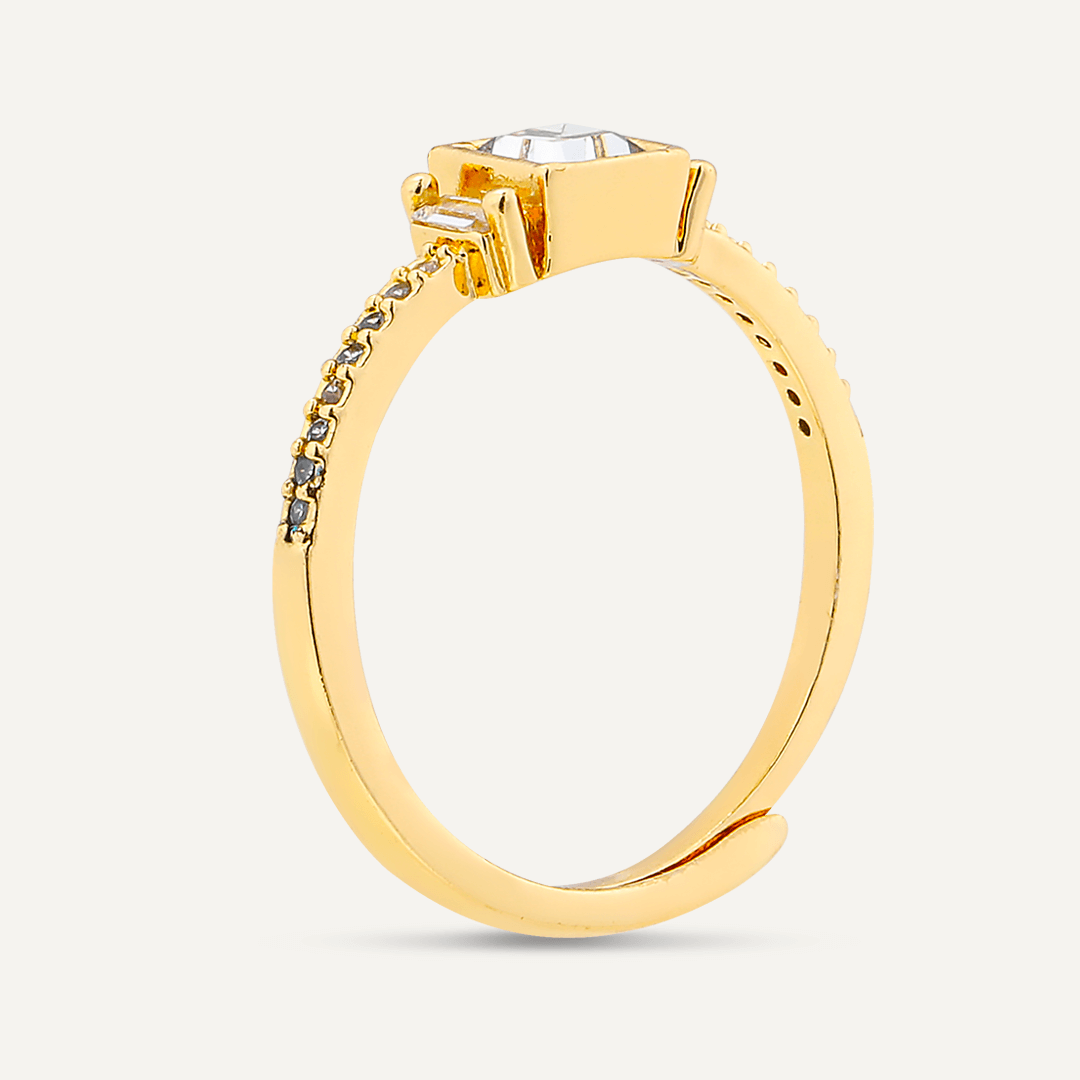 Kylie Crystal Adjustable Classic Ring In Gold-Tone