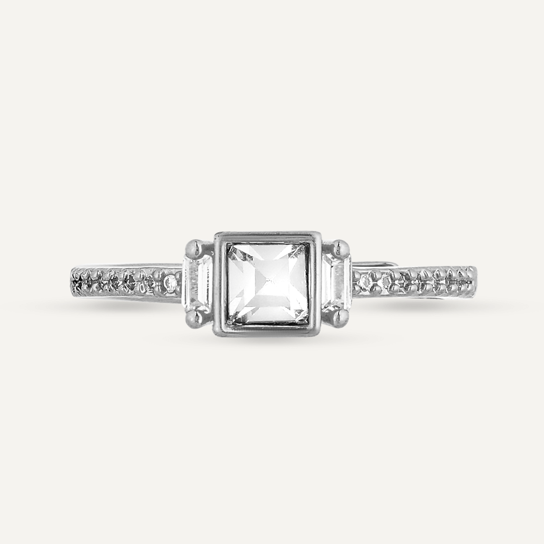 Kylie Crystal Adjustable Classic Ring In Silver-Tone