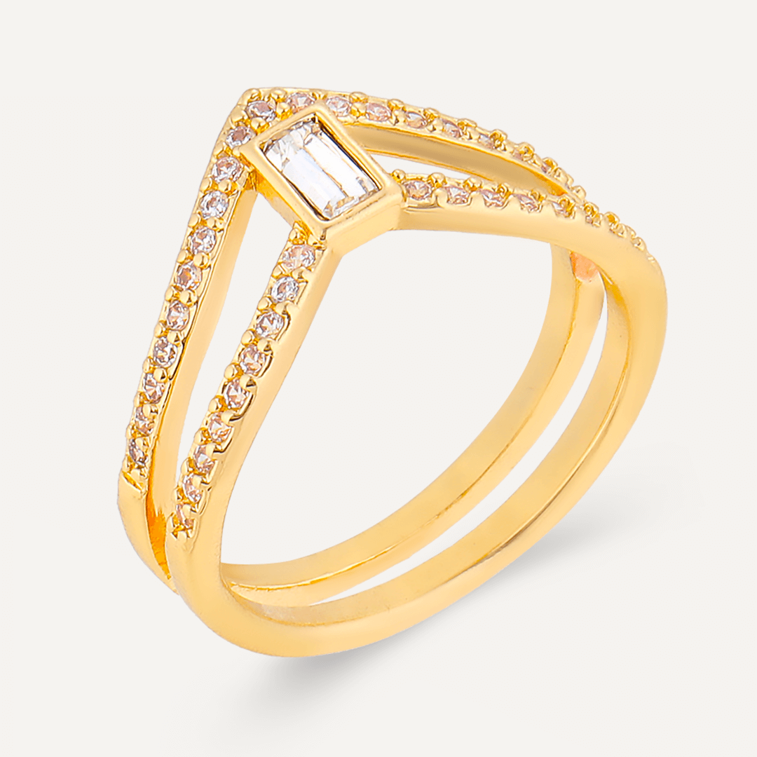 Kylie Crystal Fixed Sizing Ring In Gold-Tone