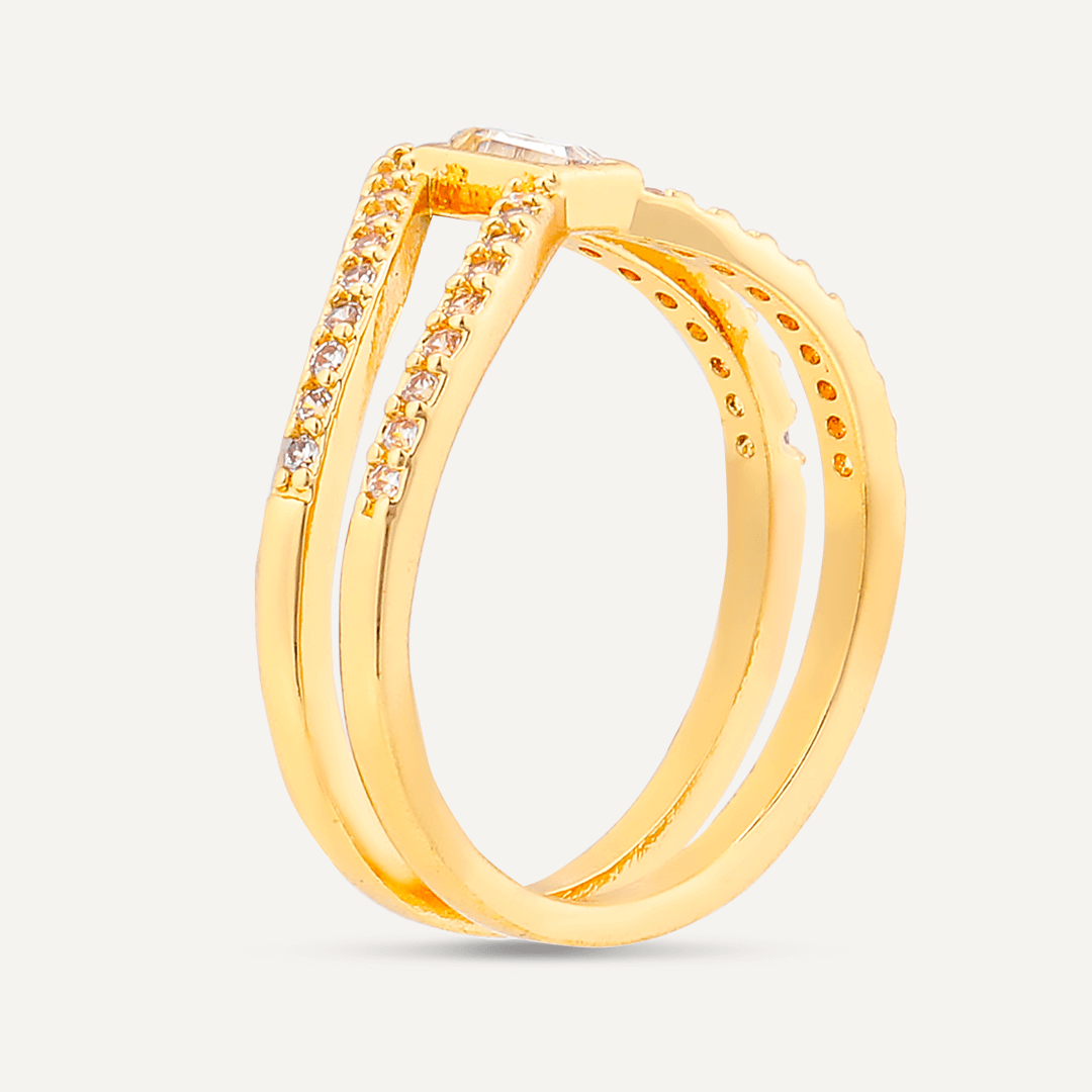 Kylie Crystal Fixed Sizing Ring In Gold-Tone