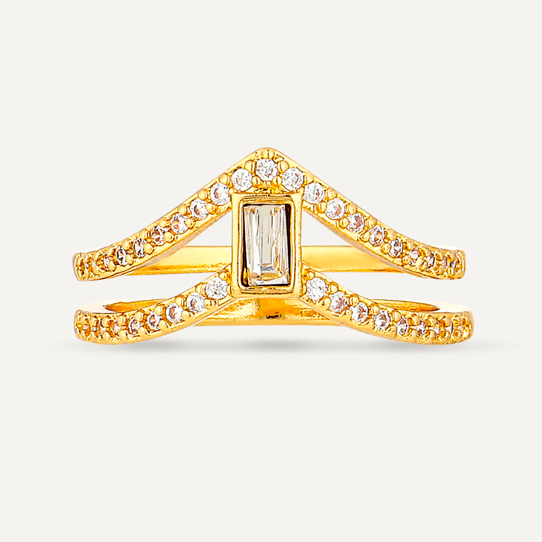 Kylie Crystal Fixed Sizing Ring In Gold-Tone