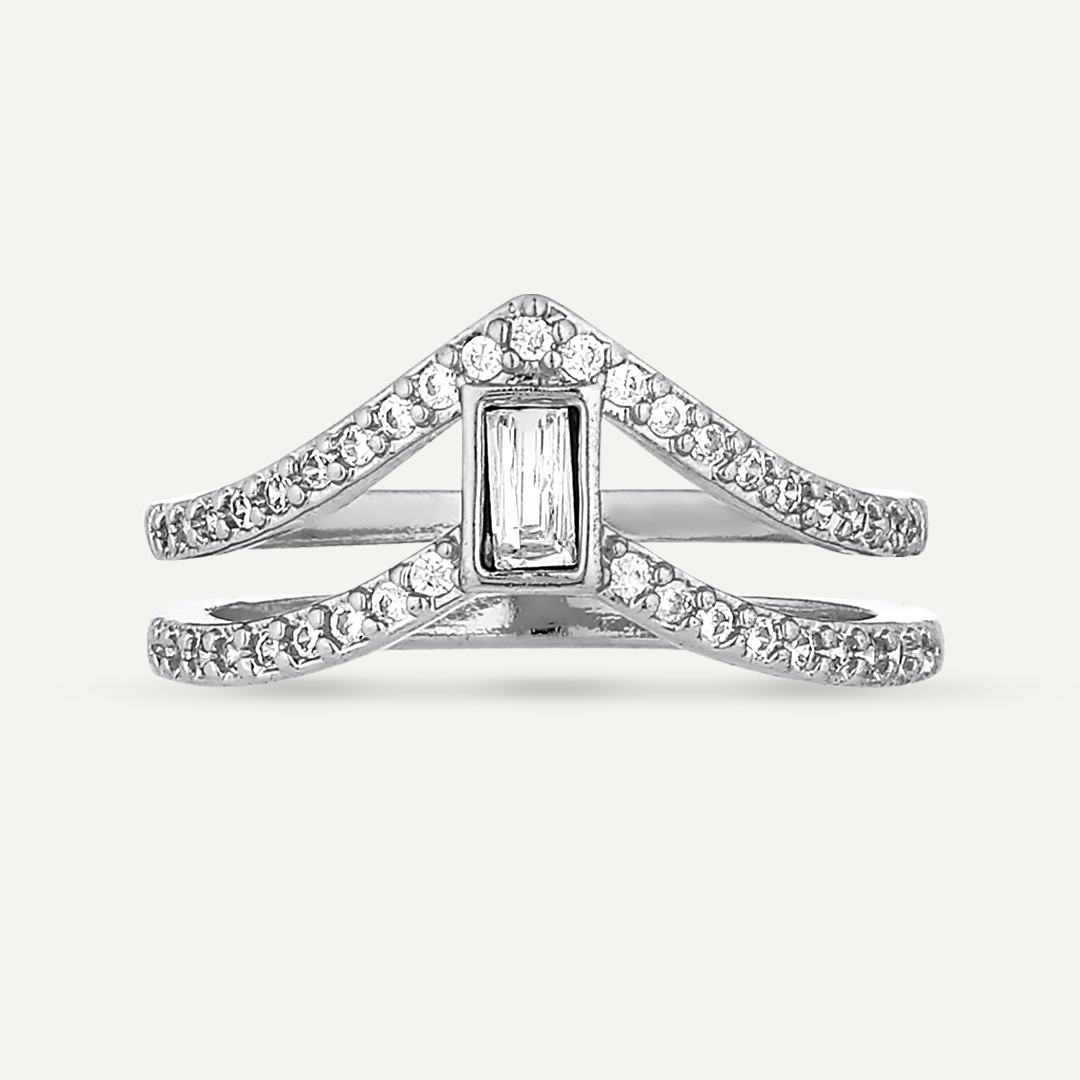 Kylie Crystal Fixed Sizing Ring In Silver-Tone