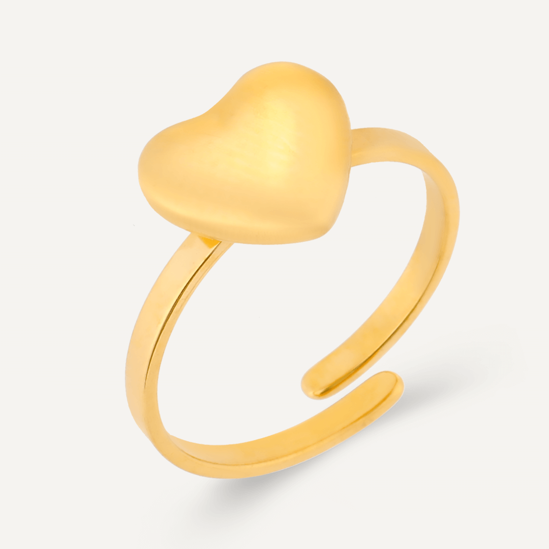 Keira Contemporary Adjustable Heart Ring In Gold-Tone