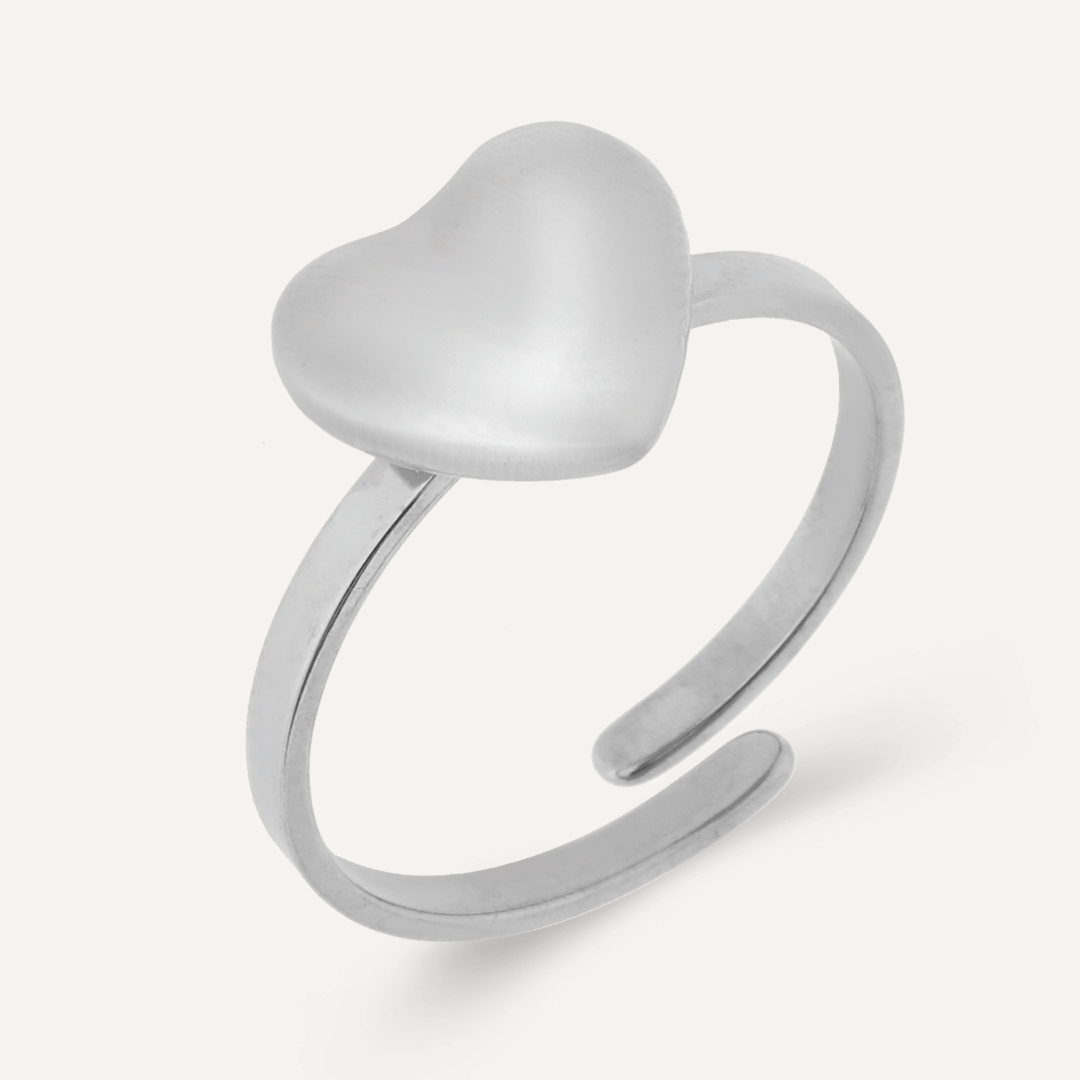 Keira Contemporary Adjustable Heart Ring In Silver-Tone