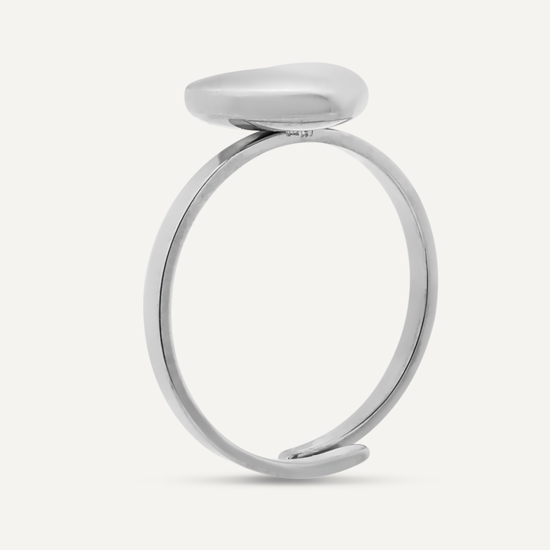 Keira Contemporary Adjustable Heart Ring In Silver-Tone