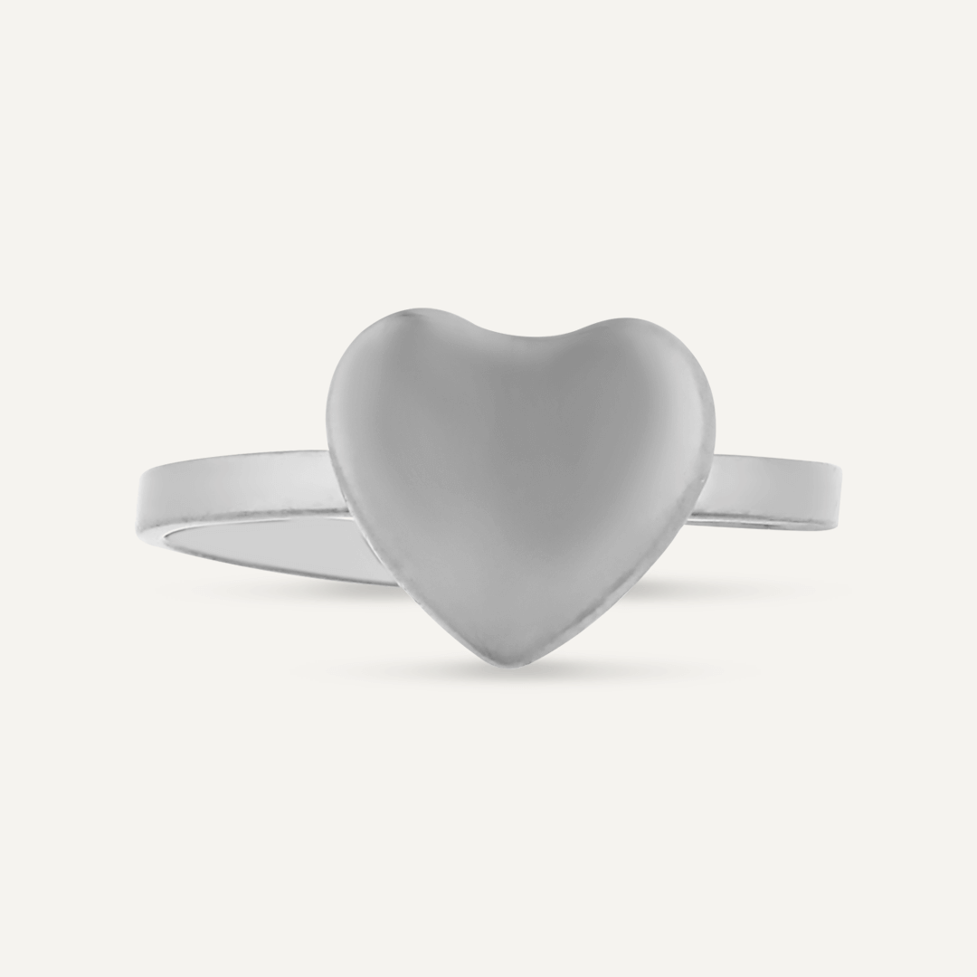 Keira Contemporary Adjustable Heart Ring In Silver-Tone