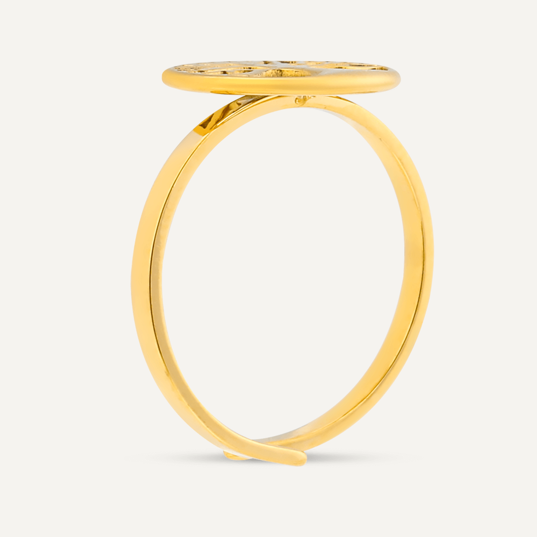 Keira Adjustable Tree Of Life Ring In Gold-Tone