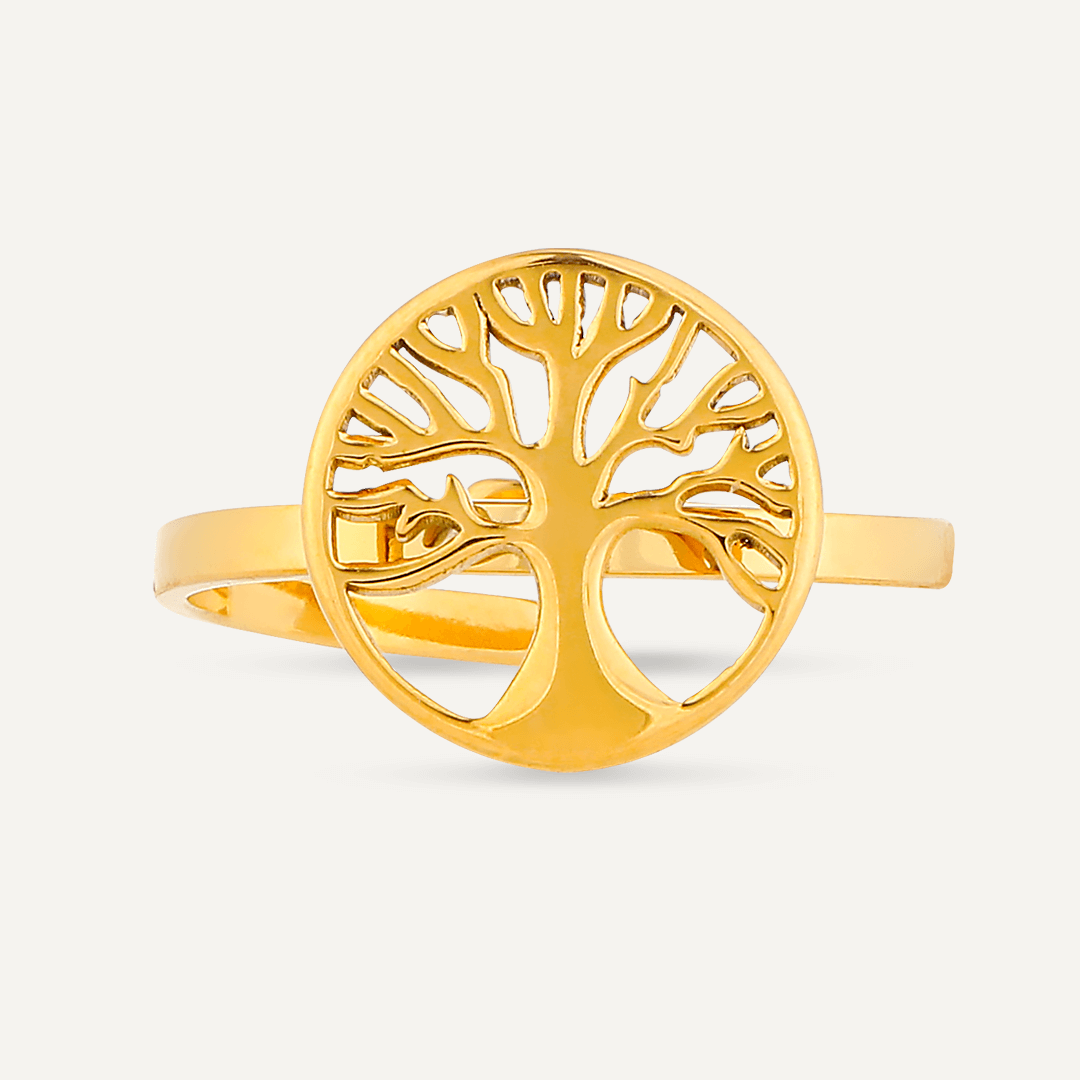 Keira Adjustable Tree Of Life Ring In Gold-Tone