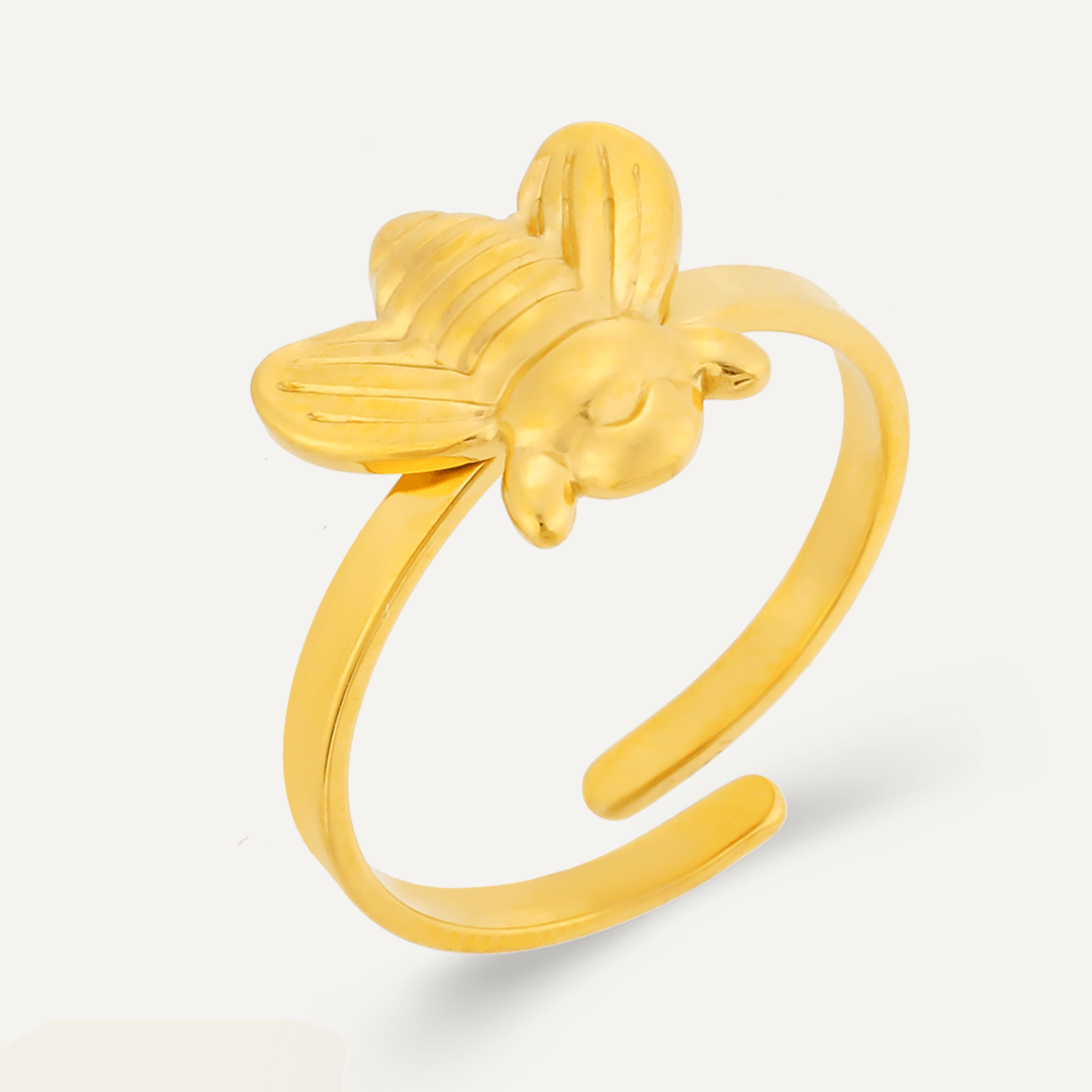 Keira Adjustable Bee Ring In Gold-Tone