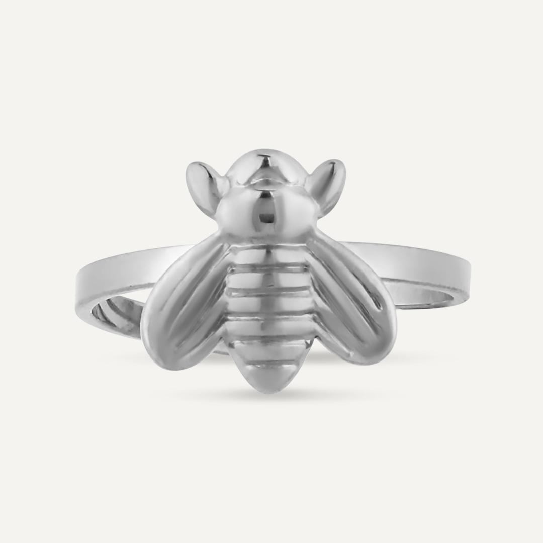 Keira Adjustable Bee Ring In Silver-Tone