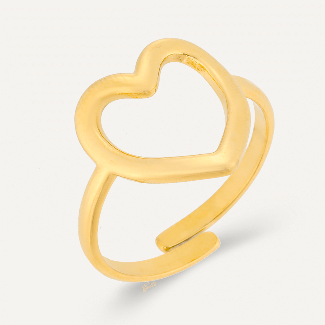 Keira Adjustable Heart Ring In Gold-Tone