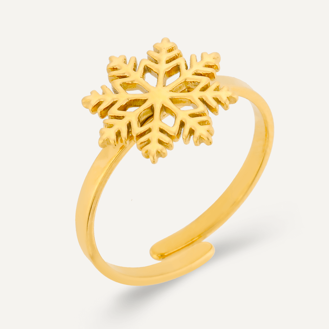 Keira Adjustable Snowflake Ring In Gold-Tone