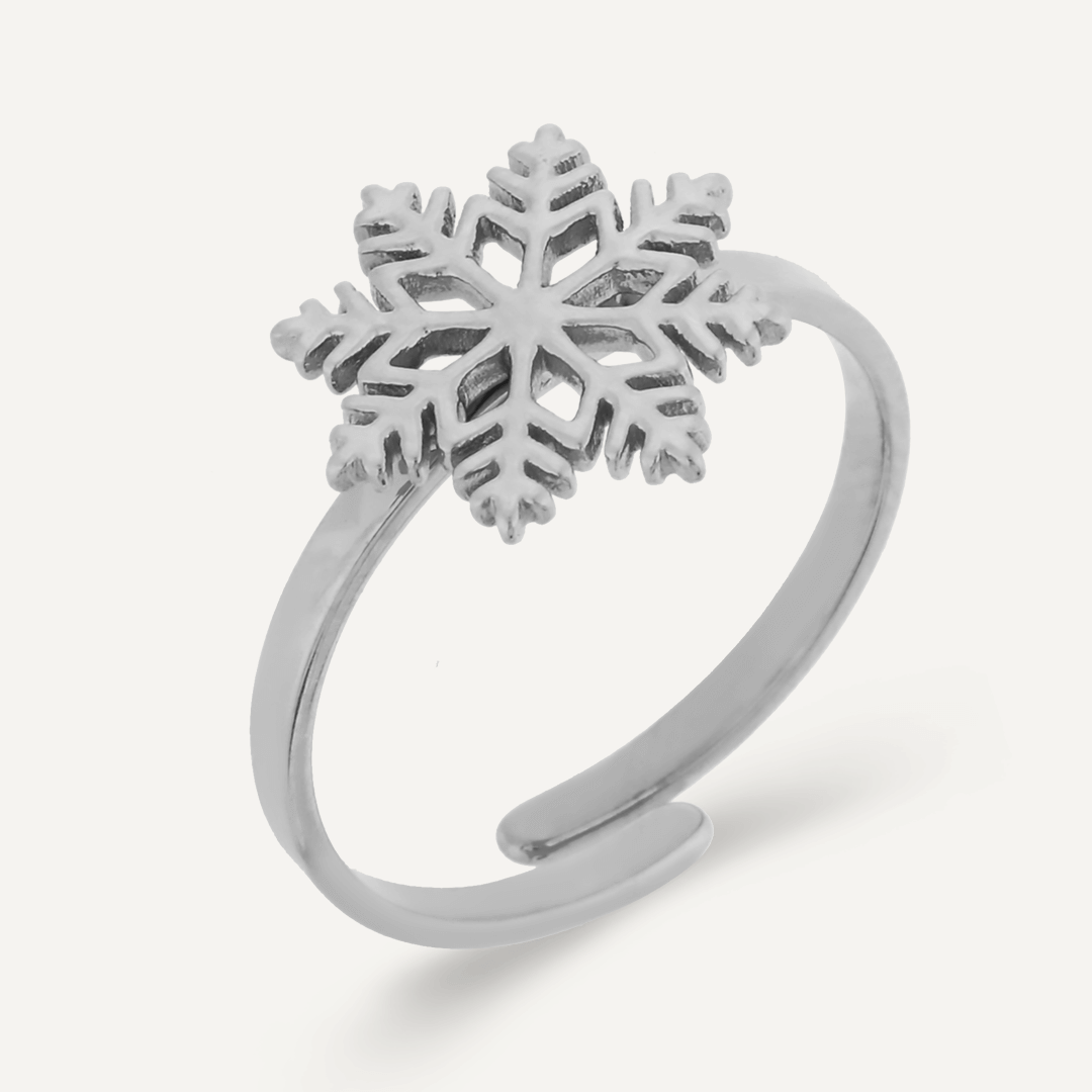 Keira Adjustable Snowflake Ring In Silver-Tone