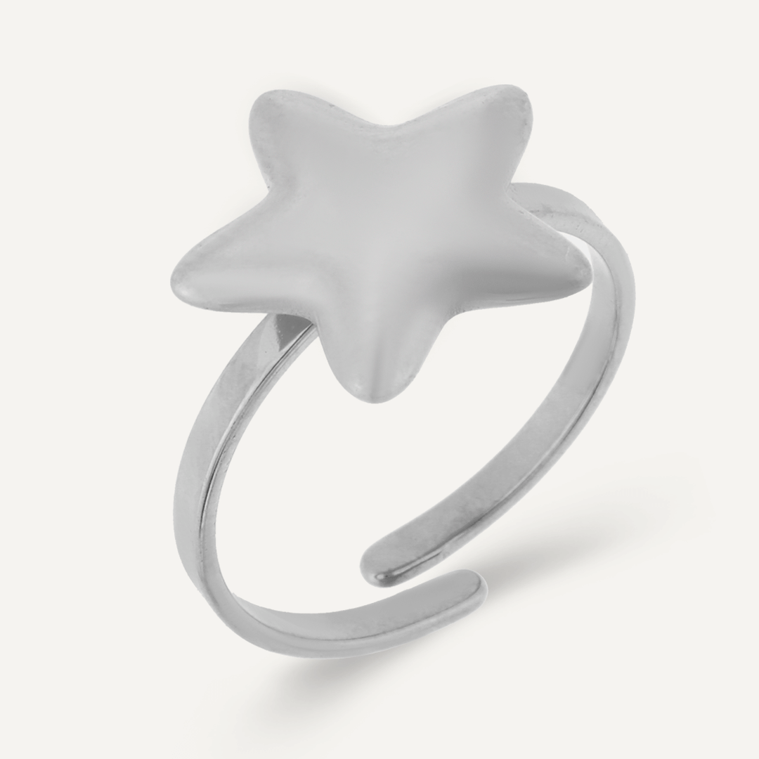 Keira Adjustable Star Ring In Silver-Tone