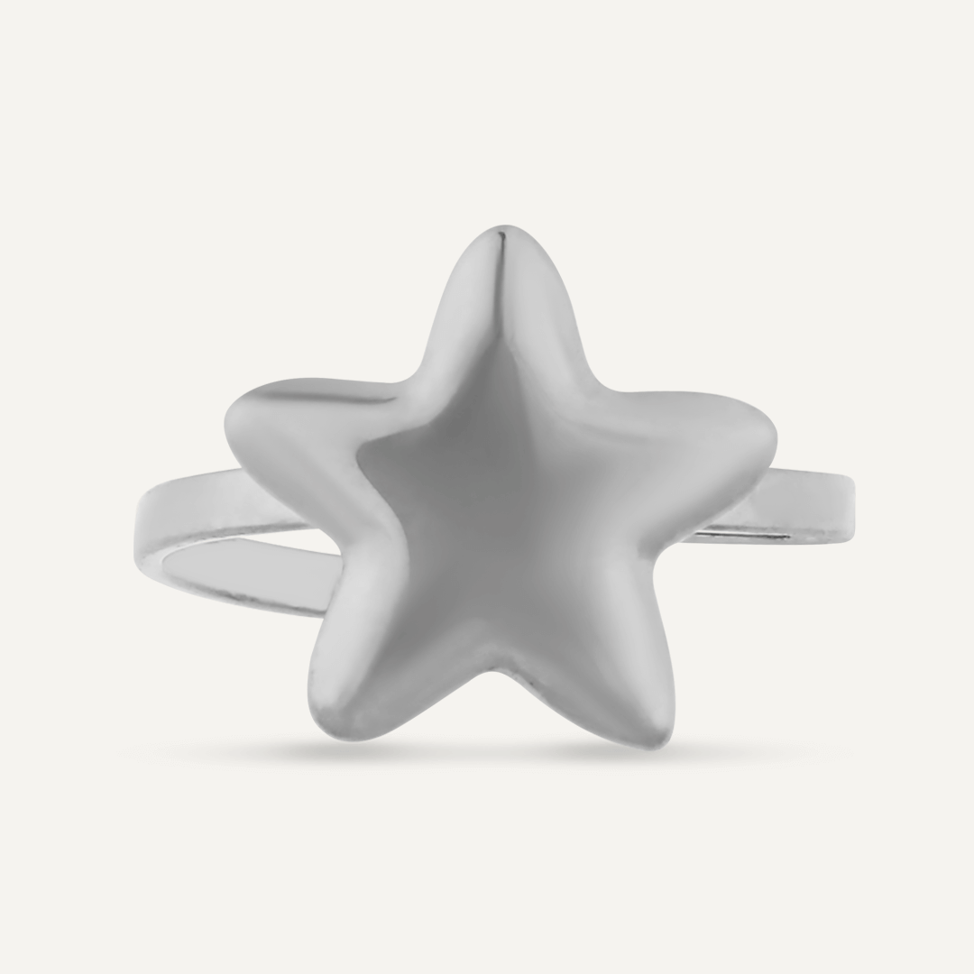 Keira Adjustable Star Ring In Silver-Tone