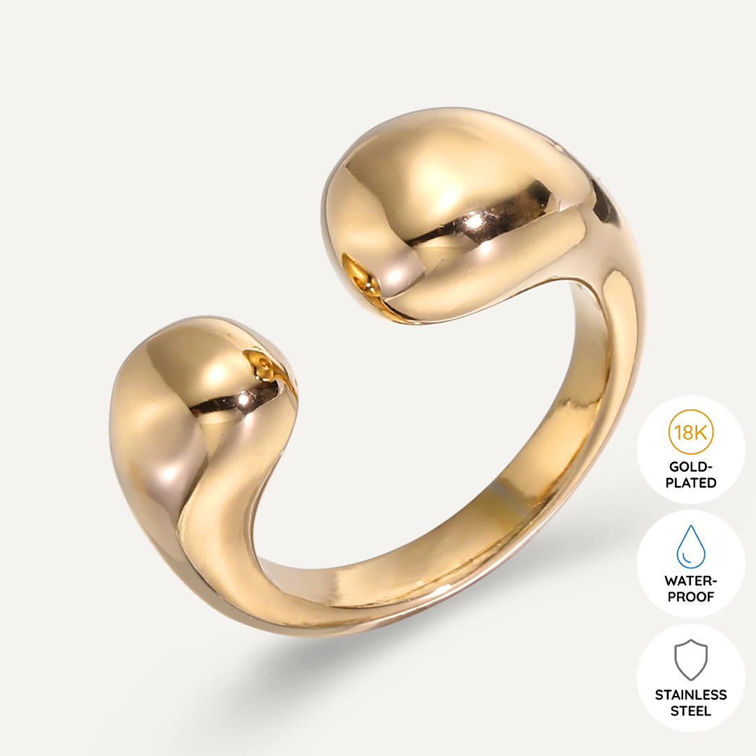 Vibes | Bold Fluid Open Ring | 18K Gold-Plated