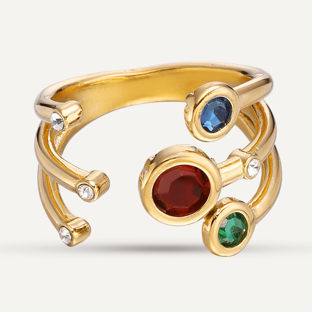 Vibes | Multicolor Orbit Open Ring | 18K Gold-Plated