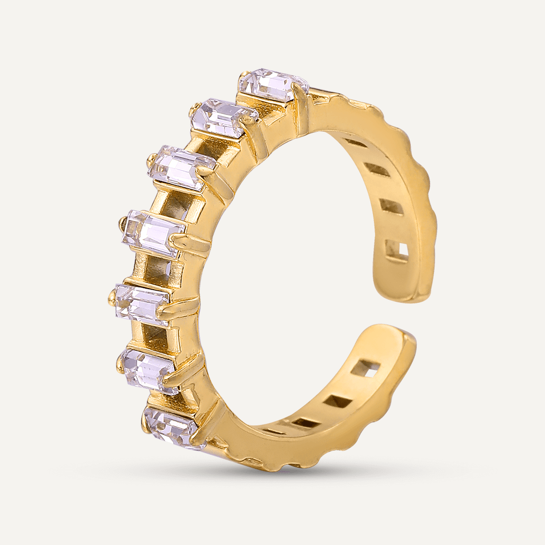 Vibes | Baguette Elegance Open Ring | 18K Gold-Plated