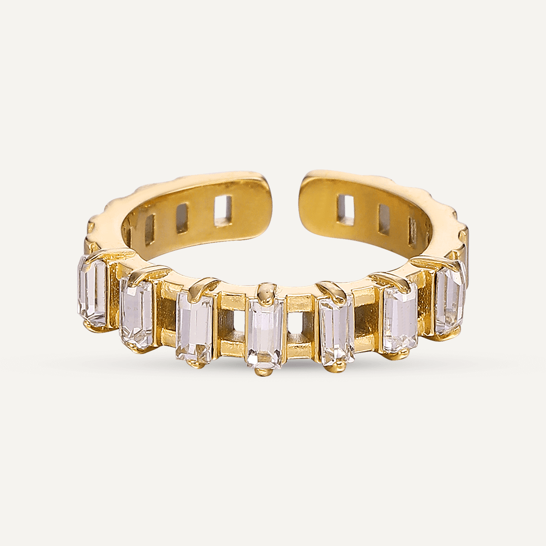 Vibes | Baguette Elegance Open Ring | 18K Gold-Plated