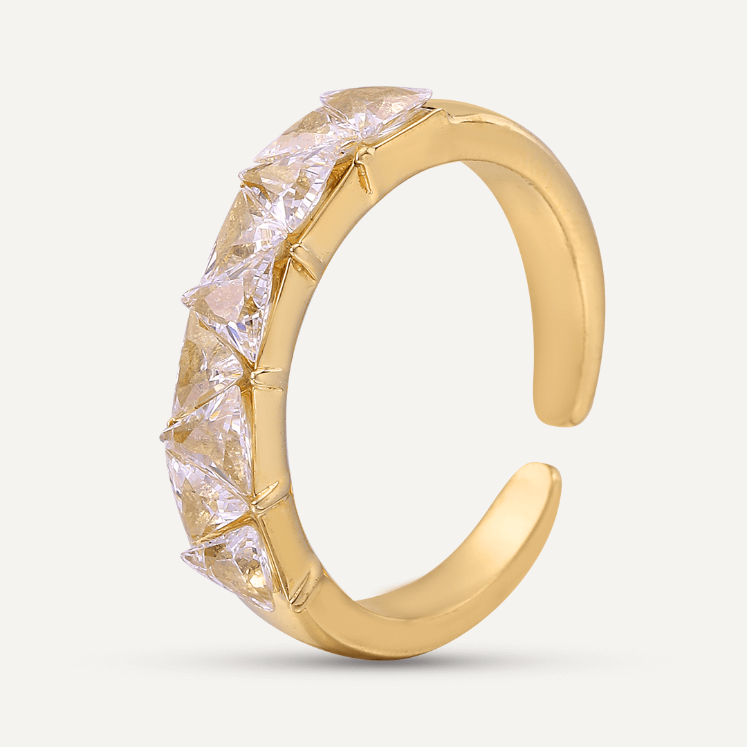 Vibes | Trillion Sparkle Open Ring | 18K Gold-Plated