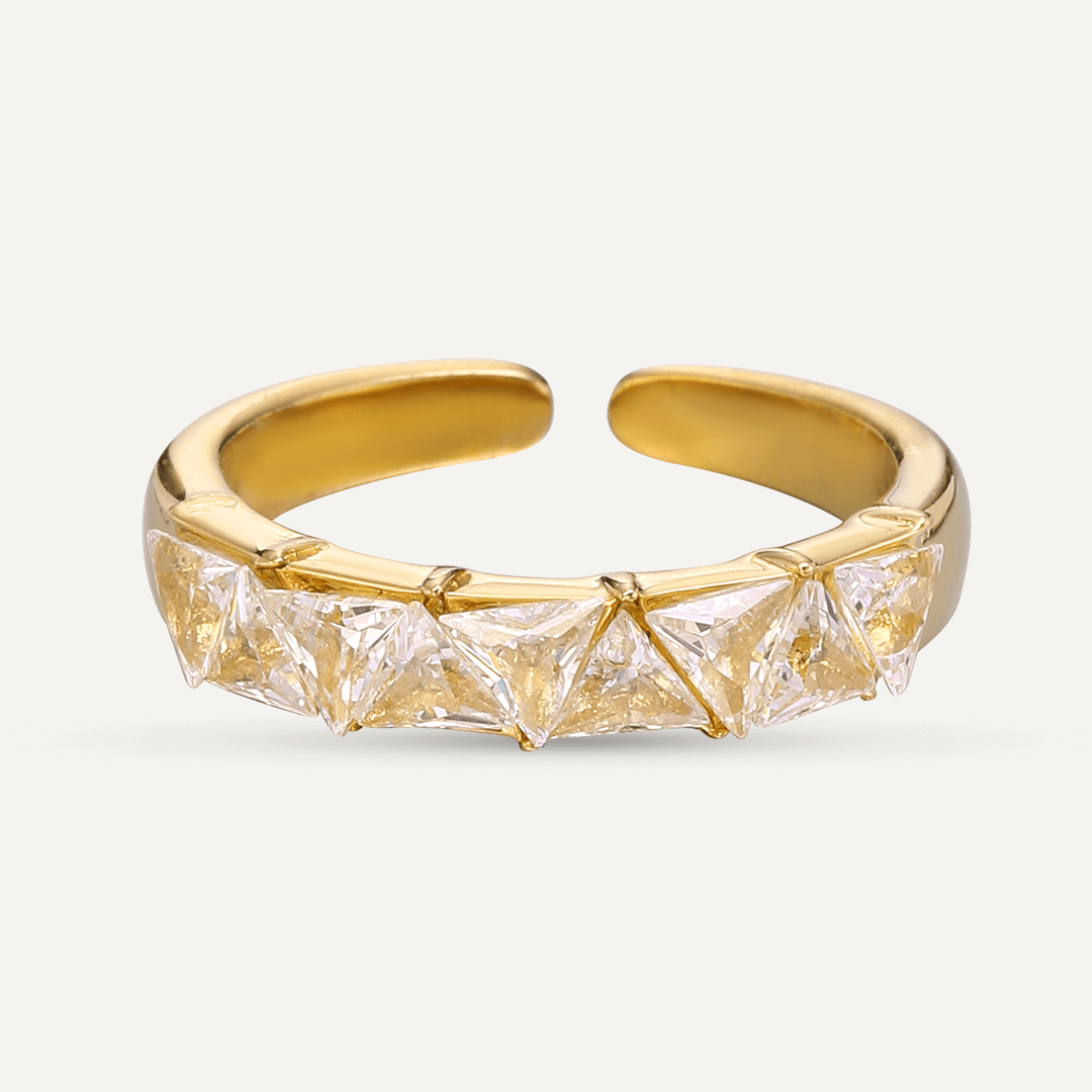 Vibes | Trillion Sparkle Open Ring | 18K Gold-Plated