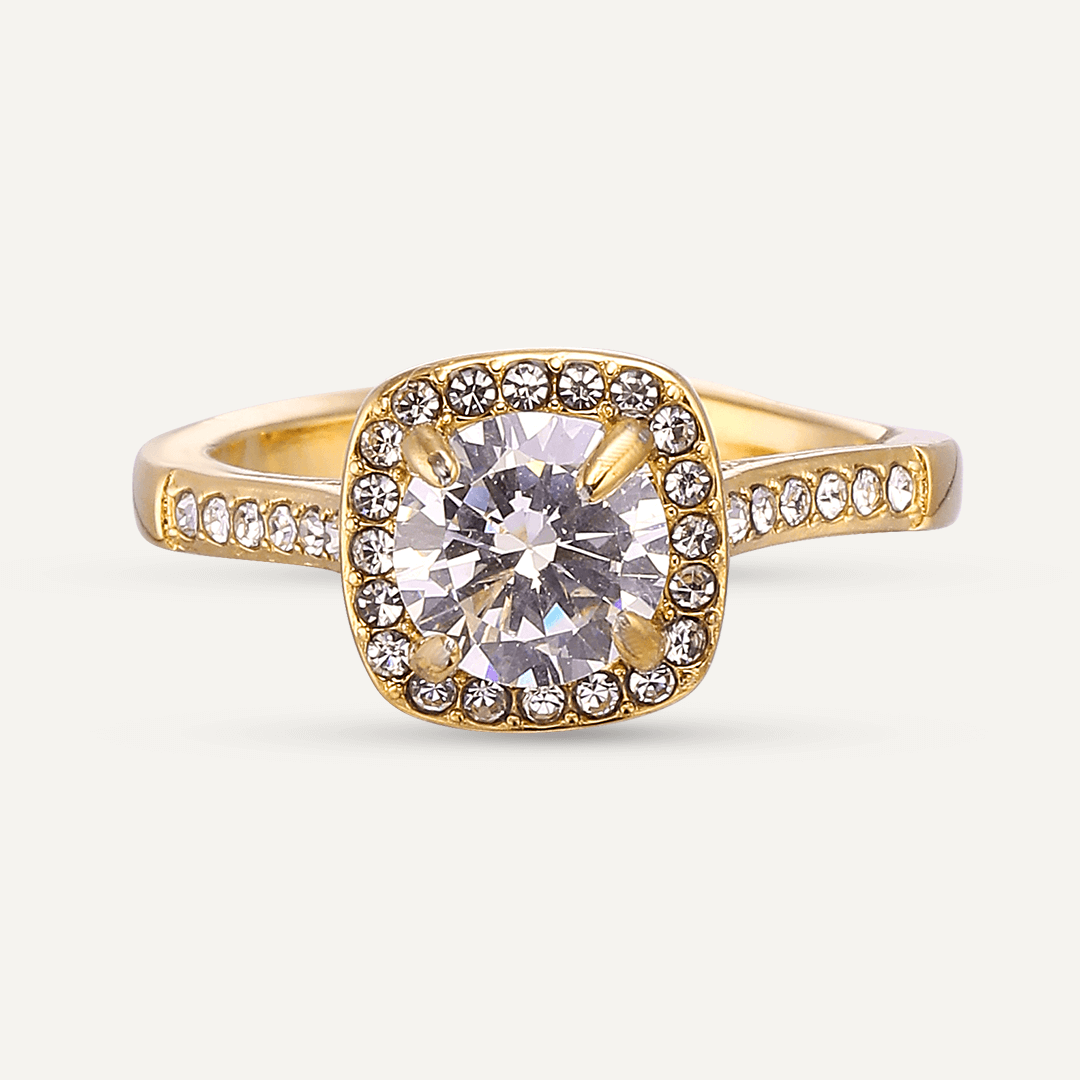 Vibes | Cushion Halo Open Ring | 18K Gold-Plated